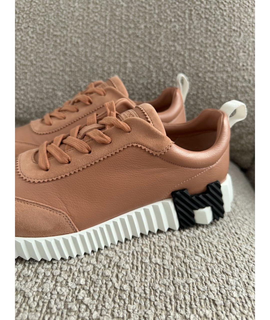 HERMES Розовые кожаные кроссовки, фото 2