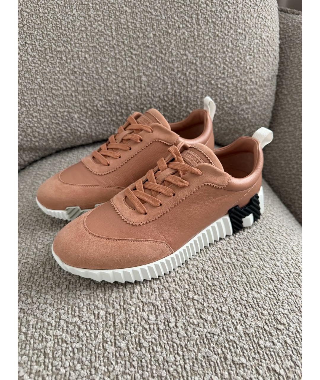 HERMES Розовые кожаные кроссовки, фото 6