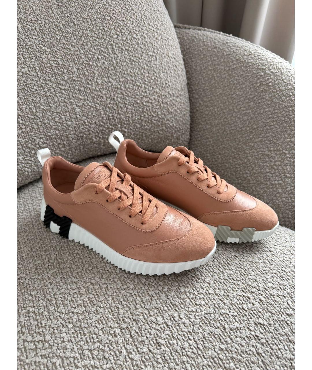 HERMES Розовые кожаные кроссовки, фото 3