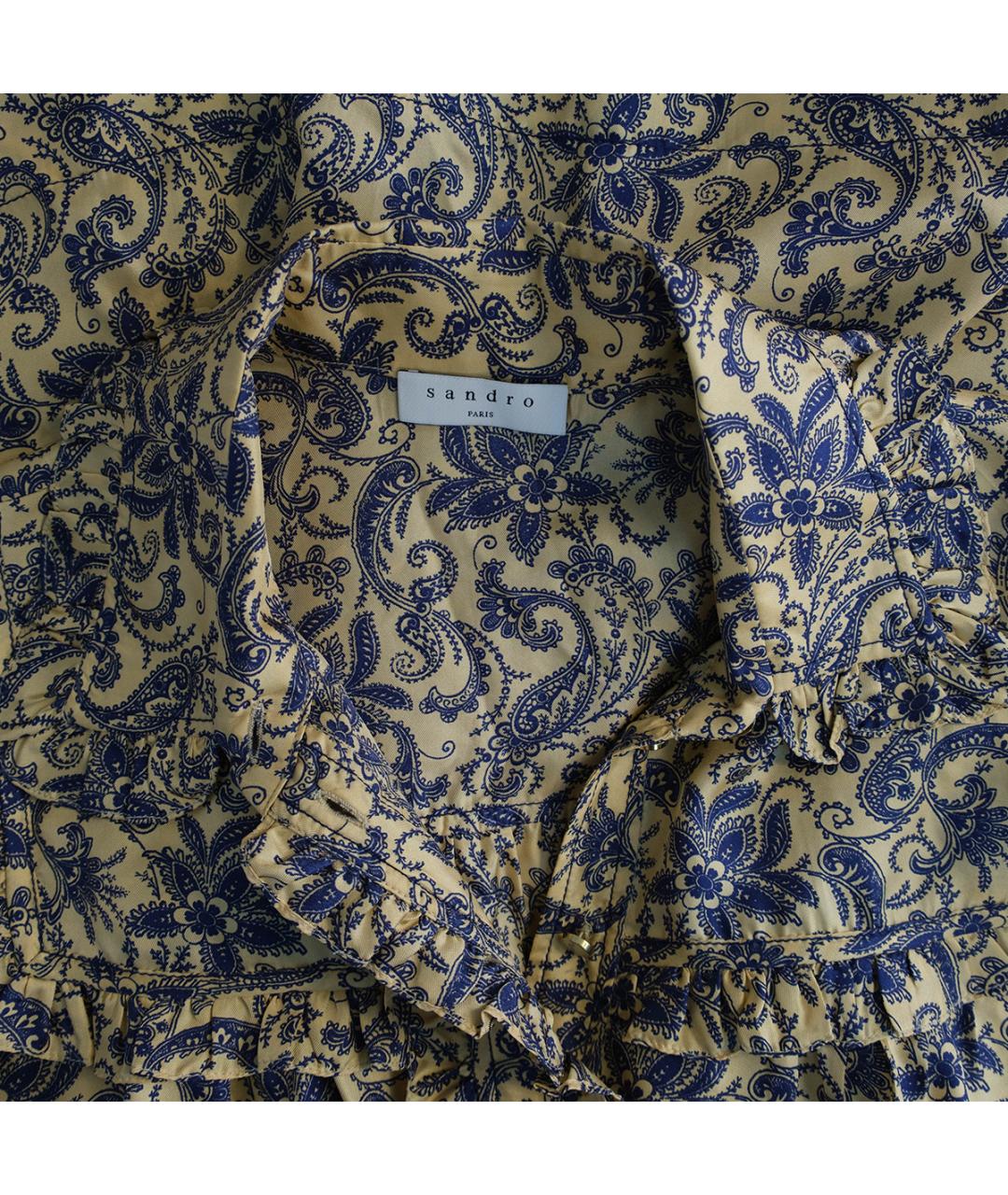 SANDRO Бежевое шелковое повседневное платье, фото 3