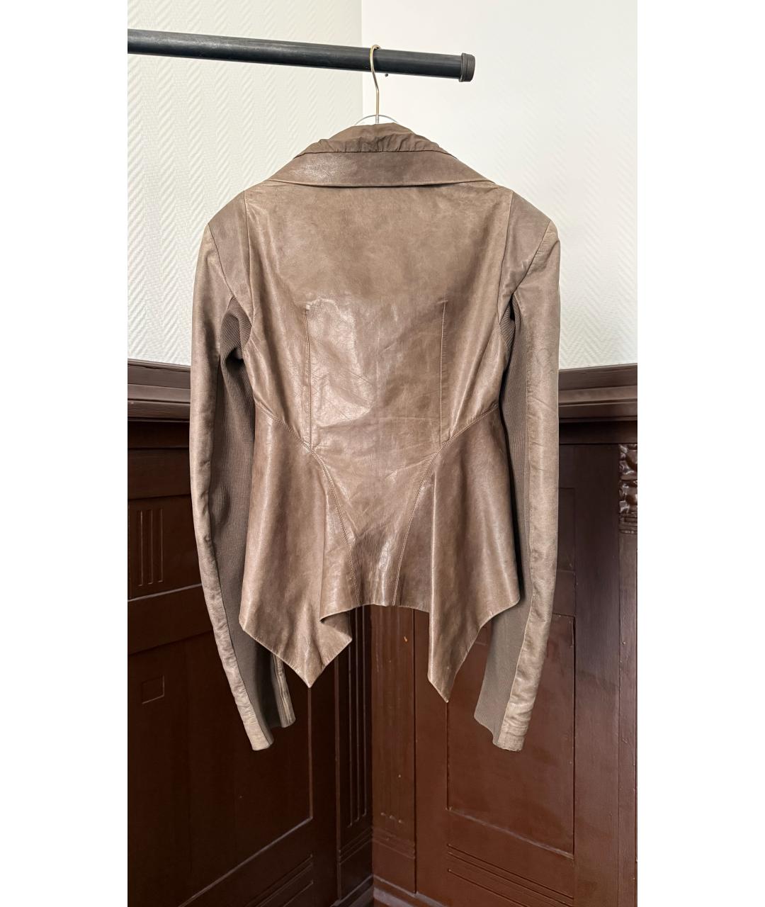 RICK OWENS Бежевая кожаная куртка, фото 2
