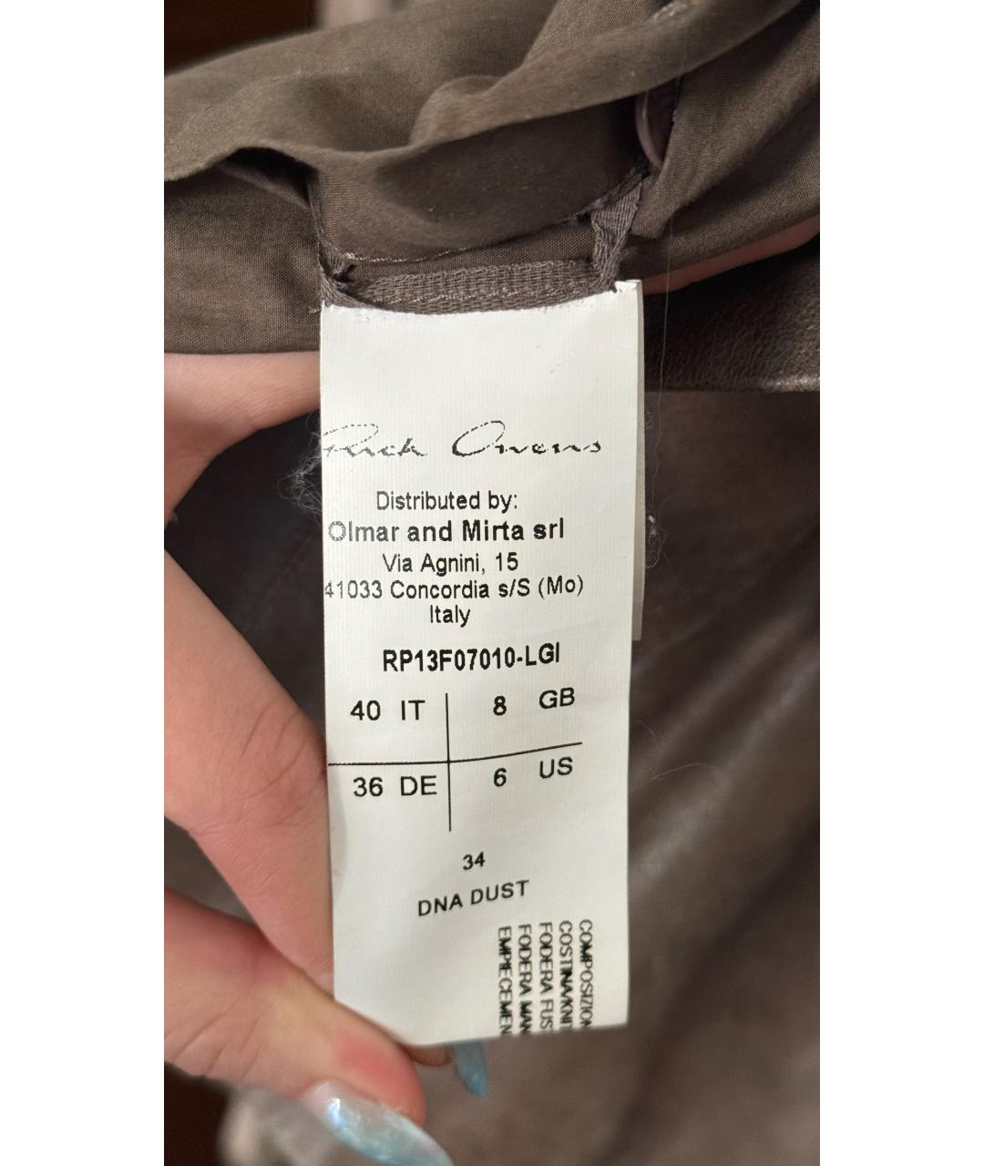 RICK OWENS Бежевая кожаная куртка, фото 5