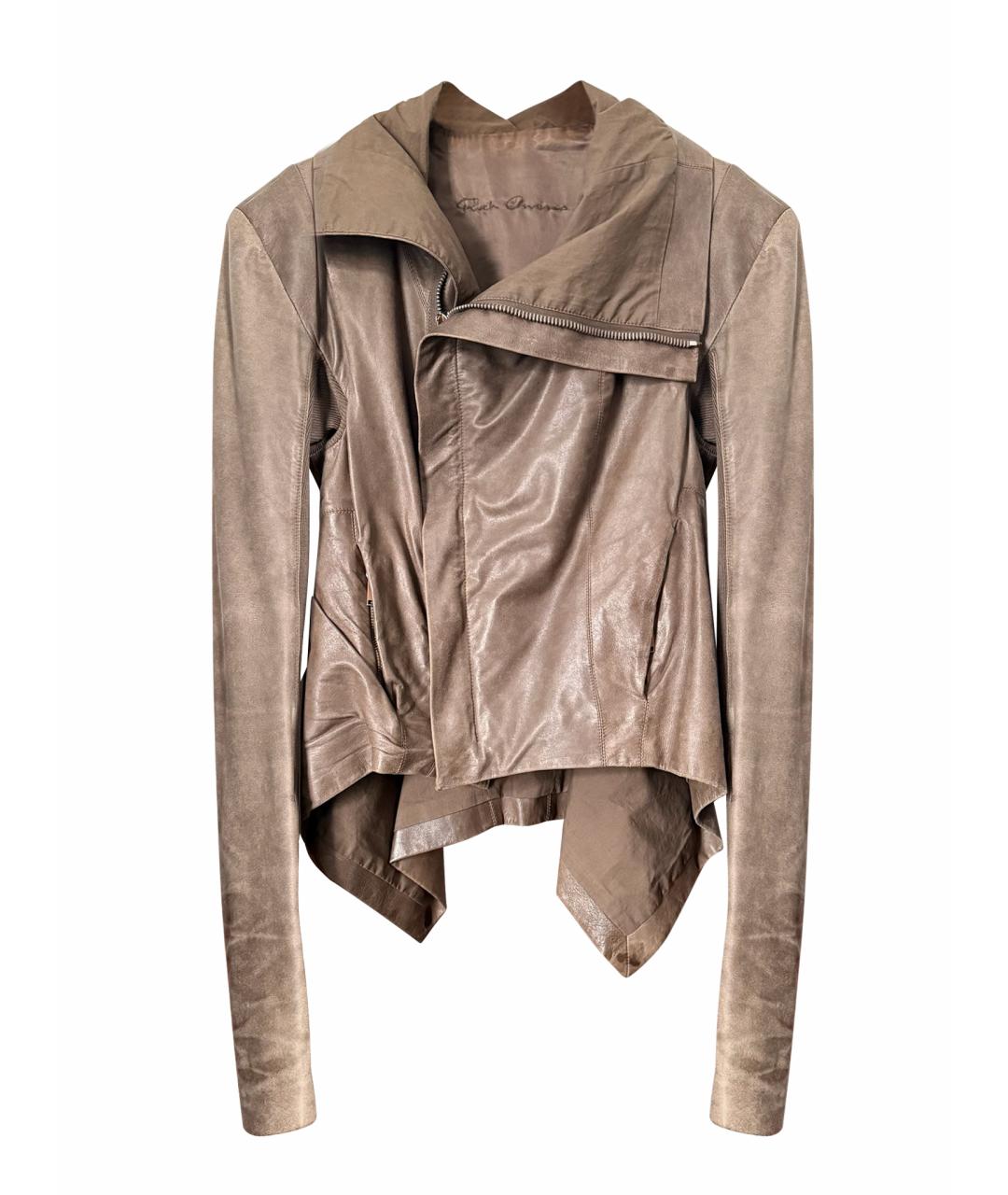 RICK OWENS Бежевая кожаная куртка, фото 1