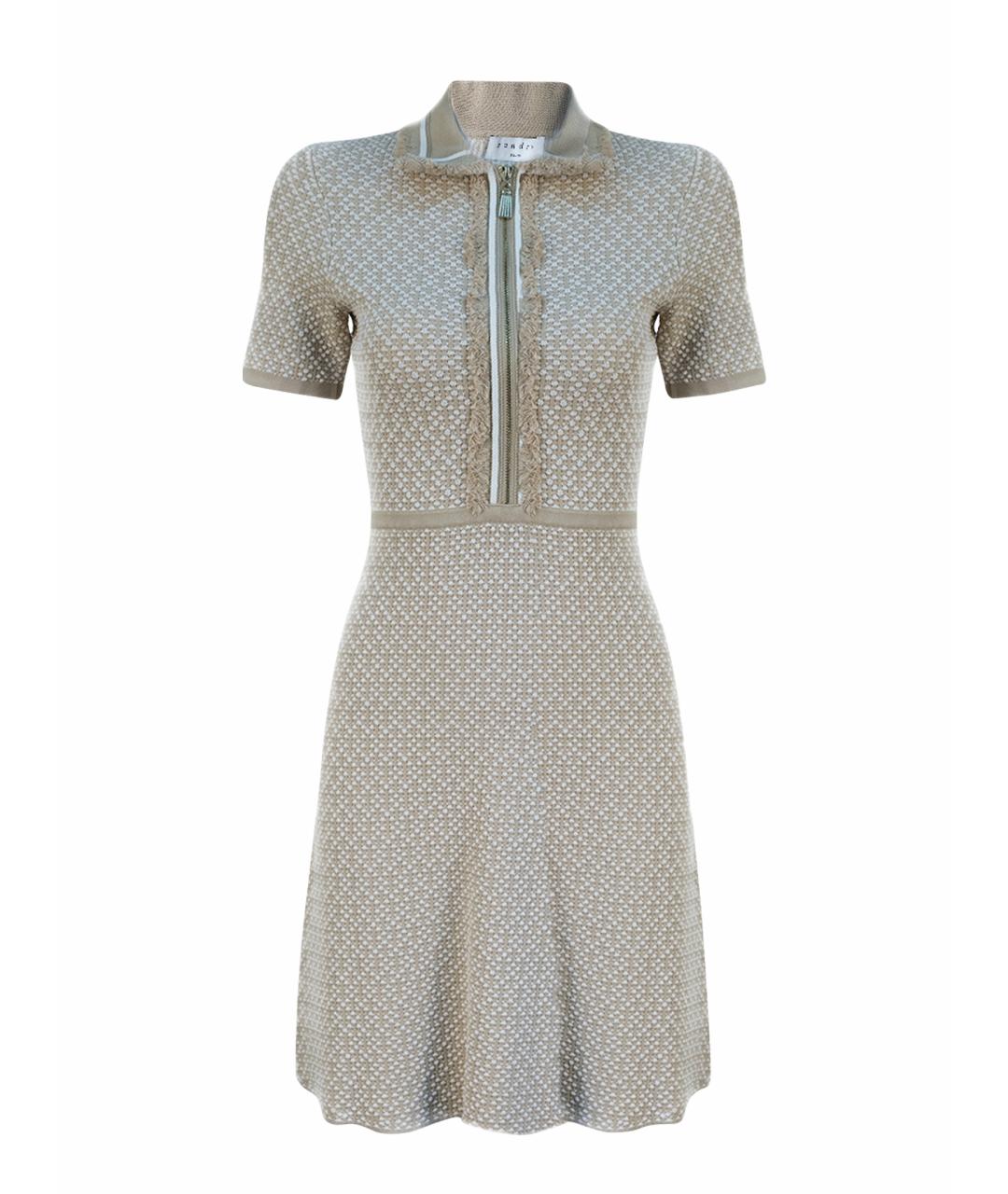 SANDRO Бежевое вискозное повседневное платье, фото 1