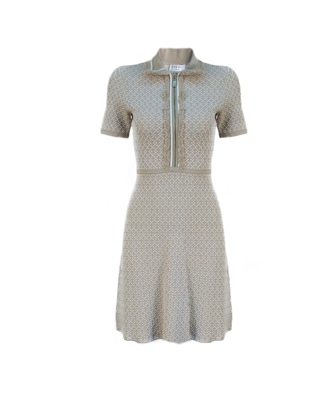 SANDRO Бежевое вискозное повседневное платье, фото 6