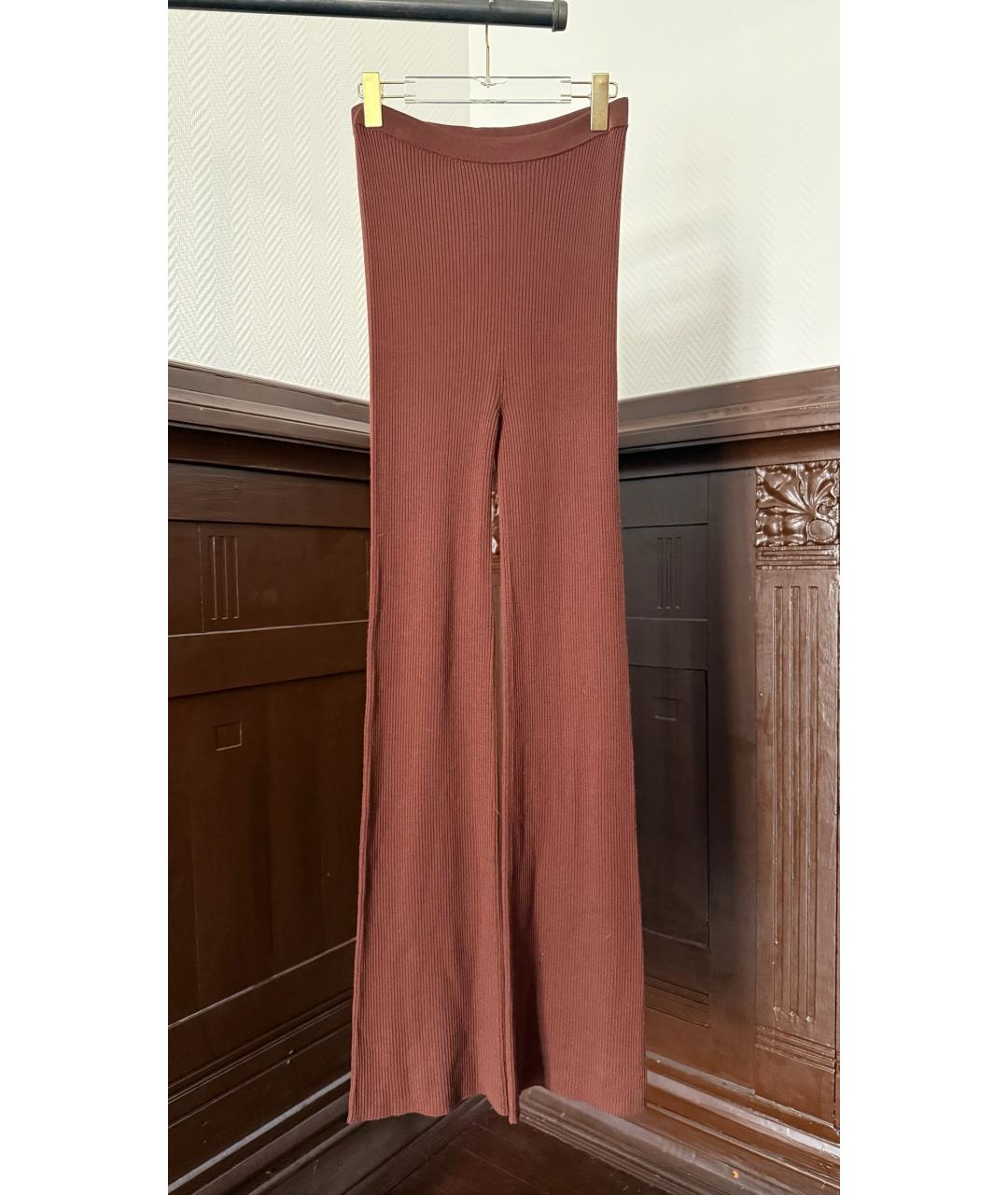 RICK OWENS Коричневые хлопковые прямые брюки, фото 6