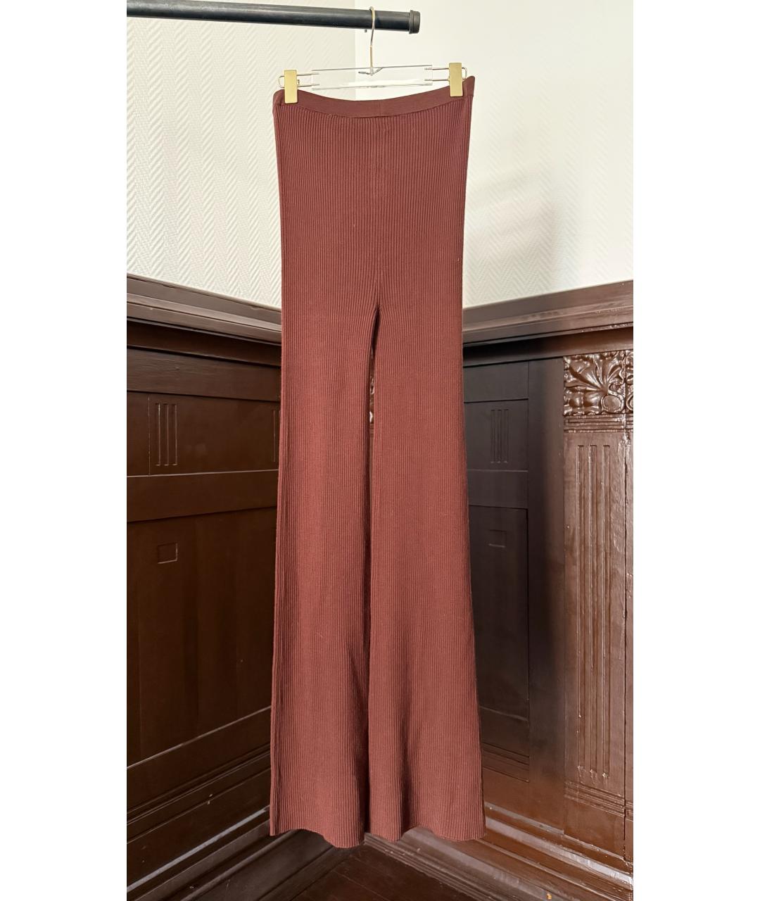 RICK OWENS Коричневые хлопковые прямые брюки, фото 2