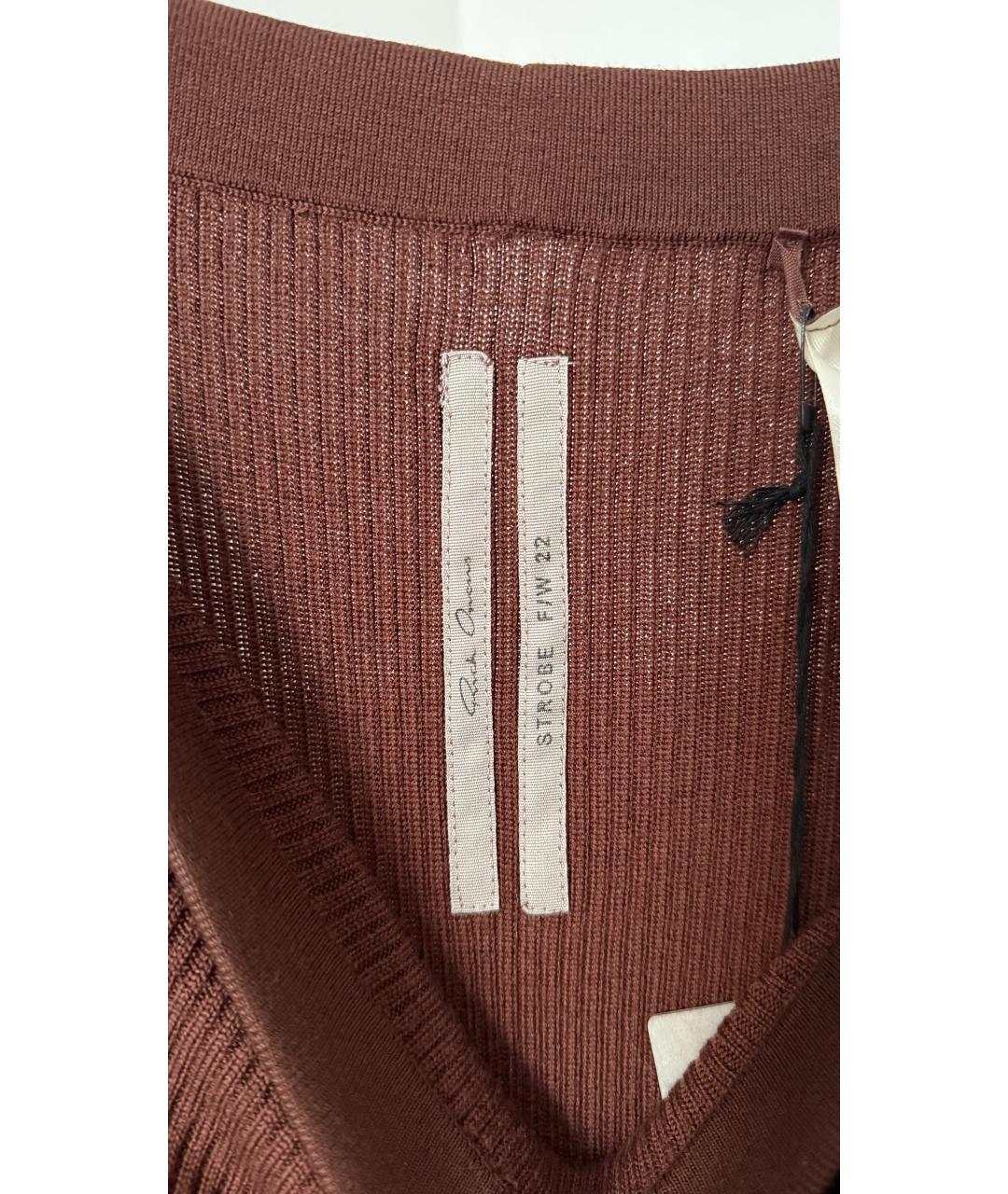 RICK OWENS Коричневые хлопковые прямые брюки, фото 4