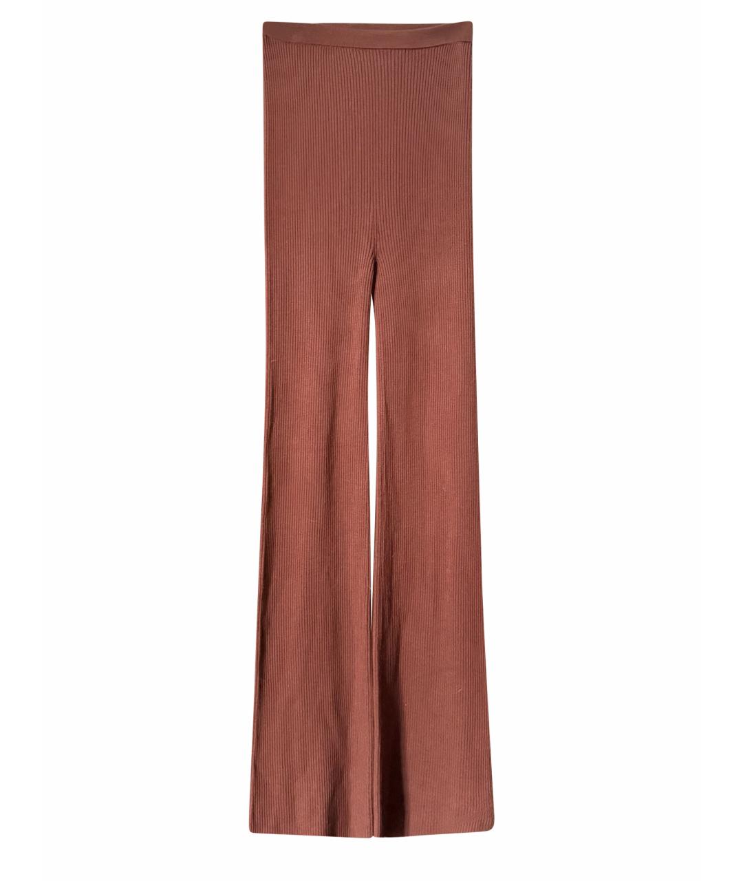 RICK OWENS Коричневые хлопковые прямые брюки, фото 1