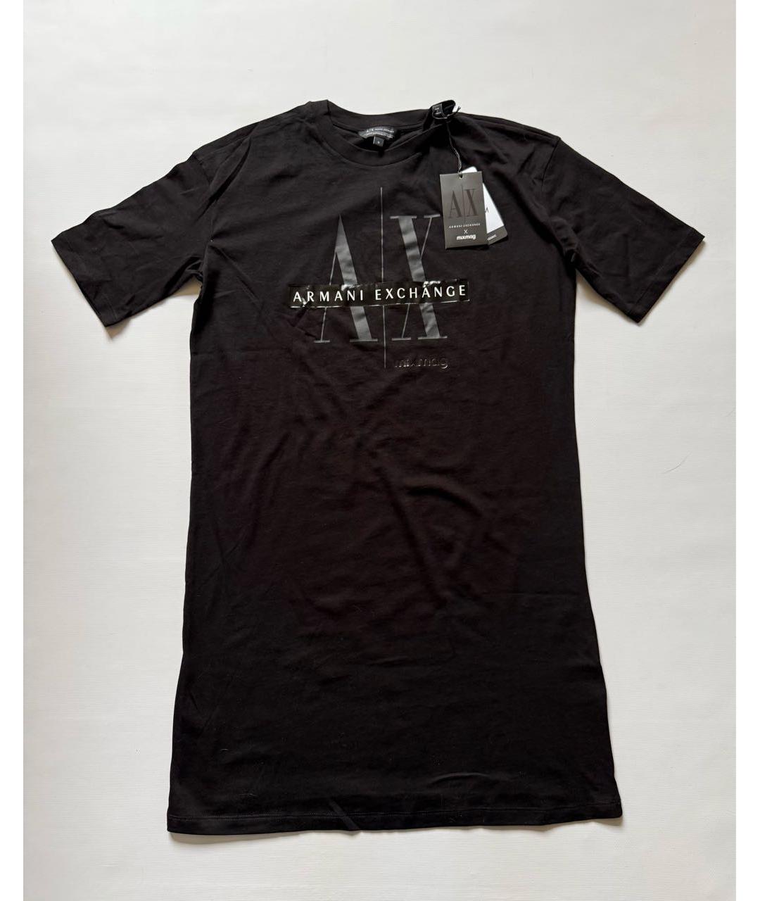 ARMANI EXCHANGE Черное хлопковое повседневное платье, фото 5