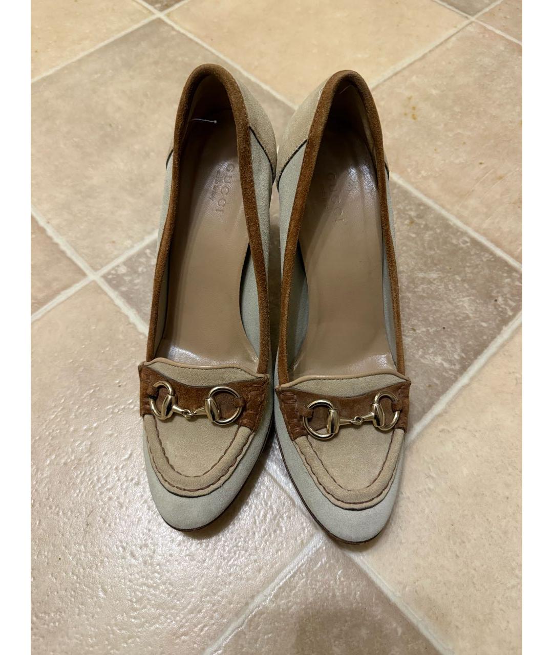 GUCCI Бежевые замшевые туфли, фото 2