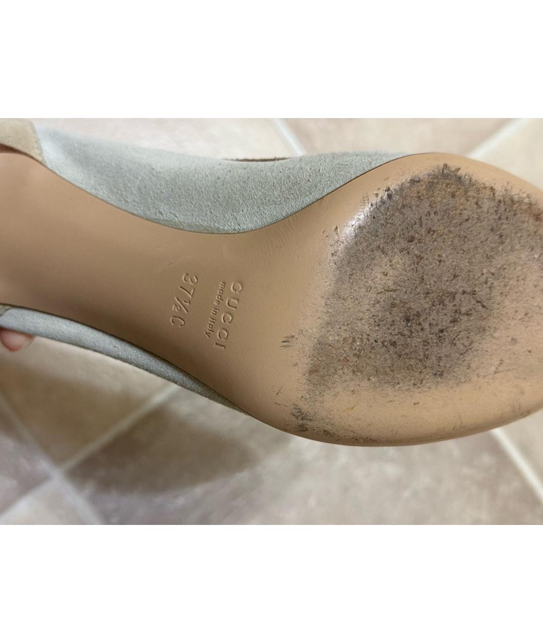 GUCCI Бежевые замшевые туфли, фото 5