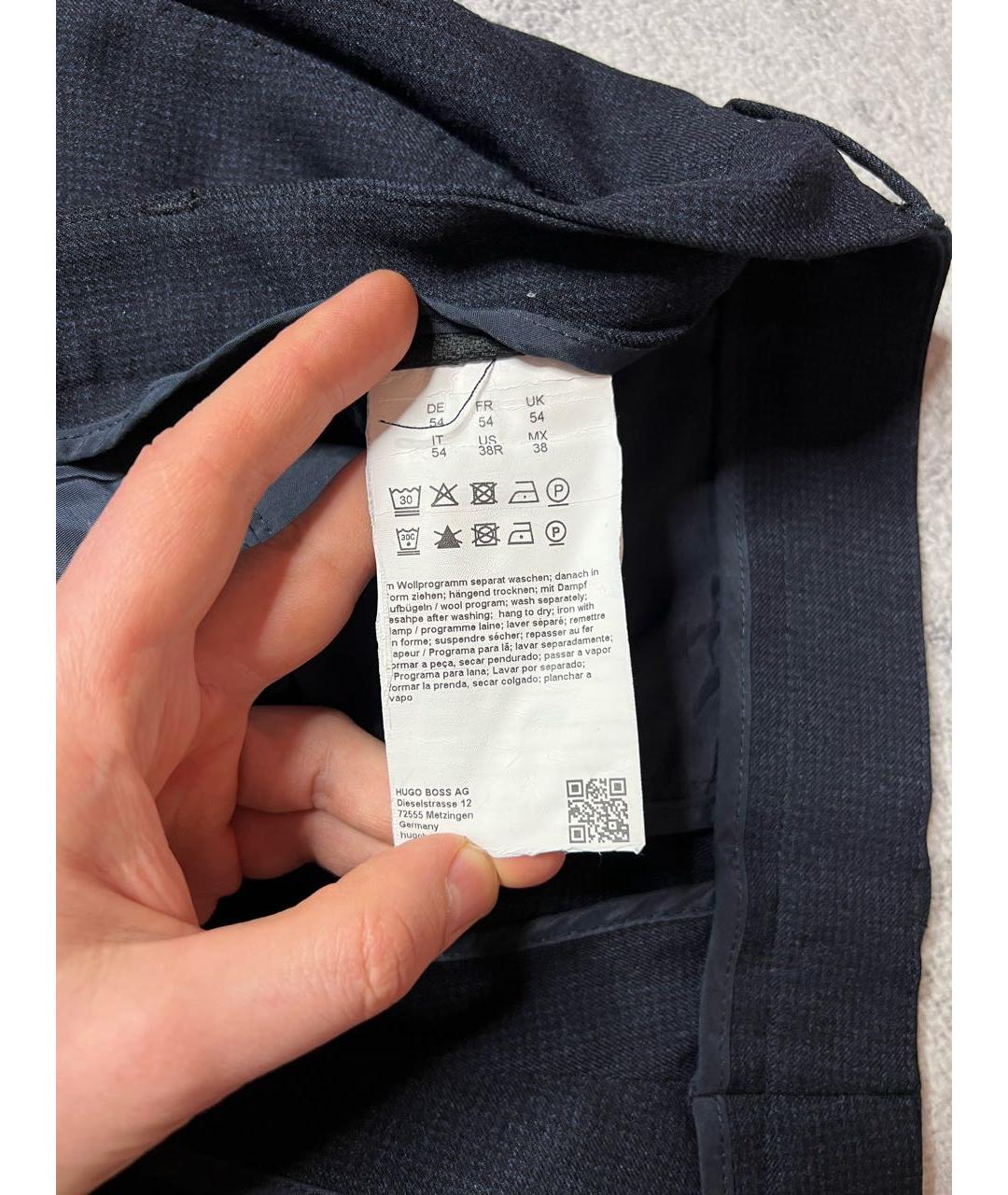 HUGO BOSS Темно-синие шерстяные классические брюки, фото 7