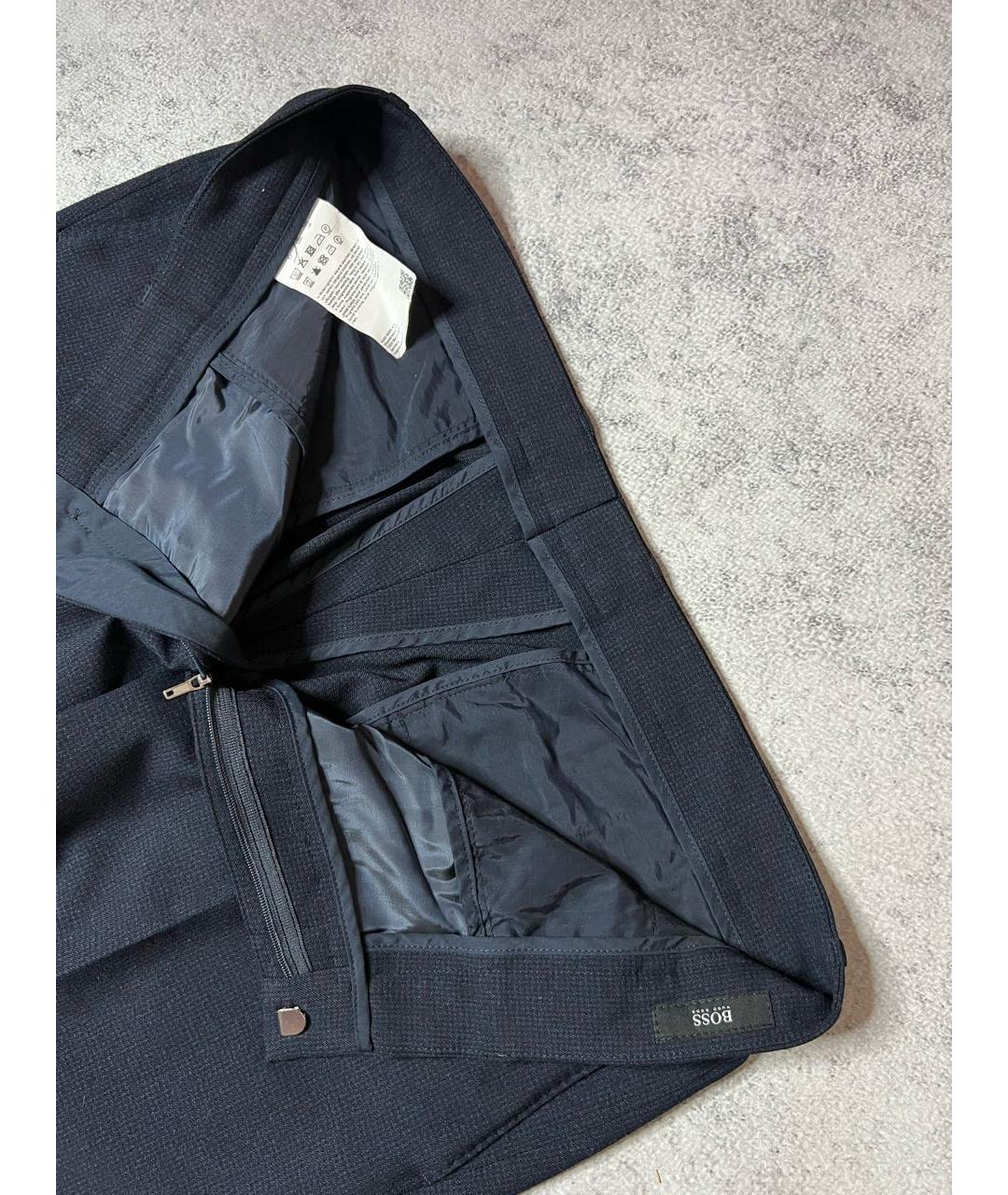 HUGO BOSS Темно-синие шерстяные классические брюки, фото 6