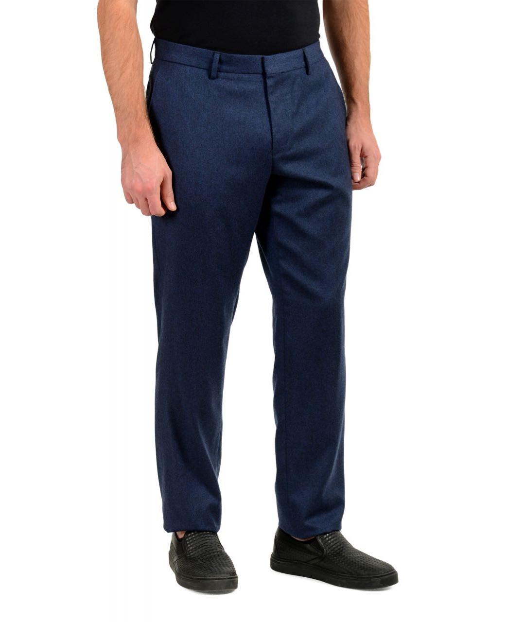 HUGO BOSS Темно-синие шерстяные классические брюки, фото 8
