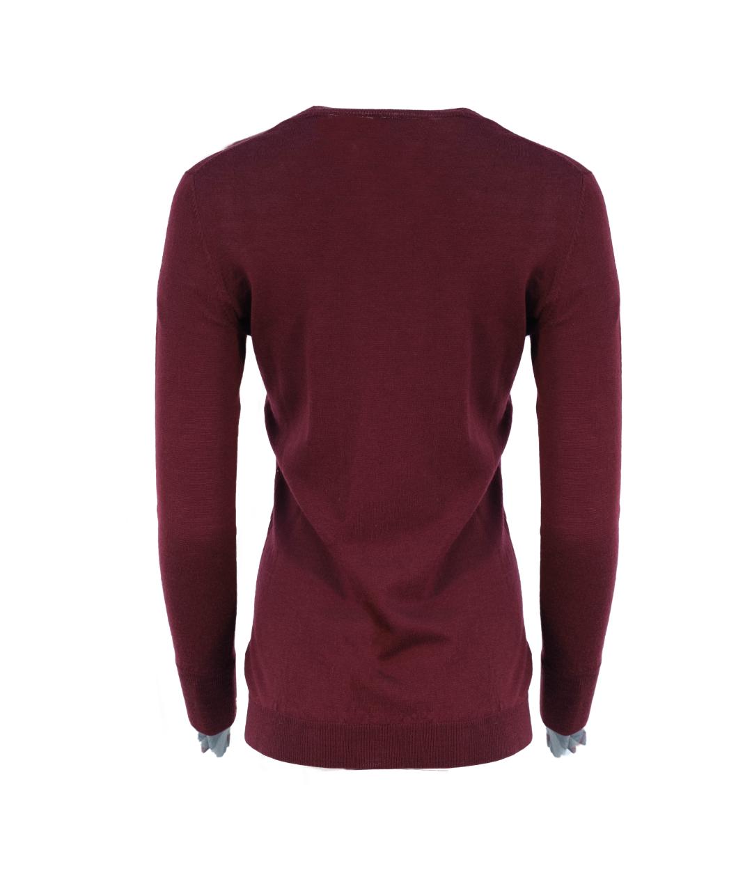 BURBERRY Бордовый шерстяной джемпер / свитер, фото 2
