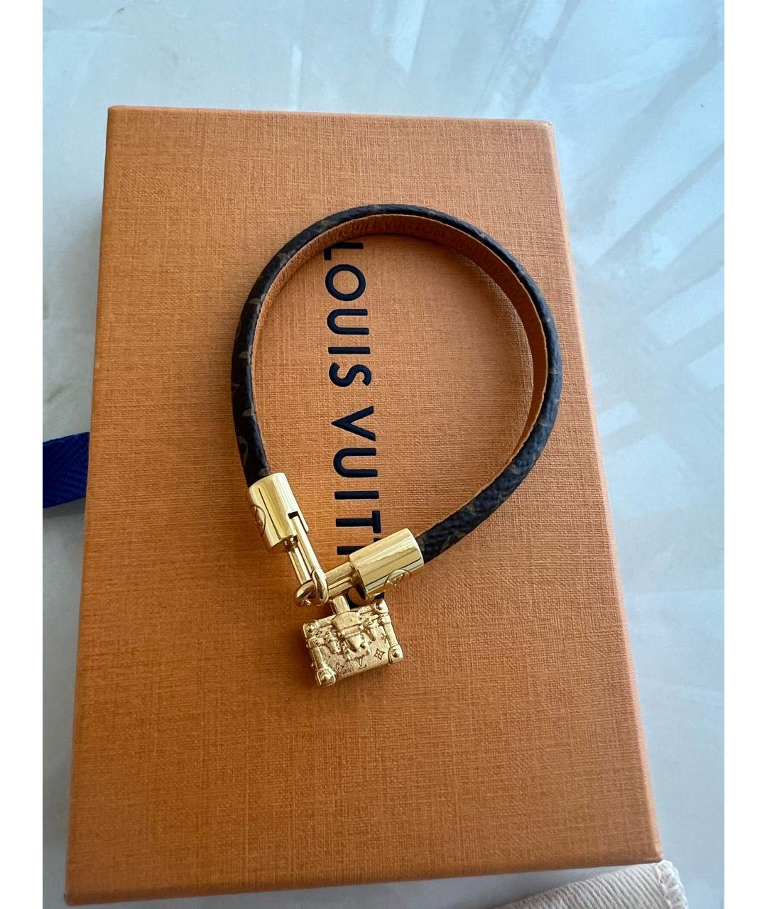 LOUIS VUITTON Коричневый кожаный браслет, фото 3
