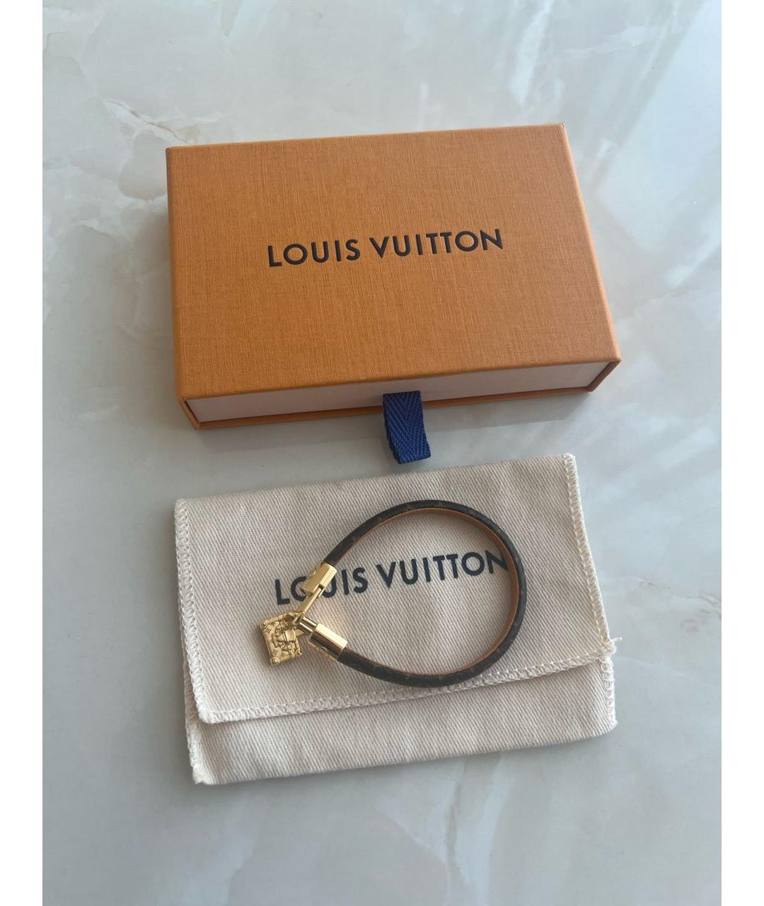 LOUIS VUITTON Коричневый кожаный браслет, фото 2