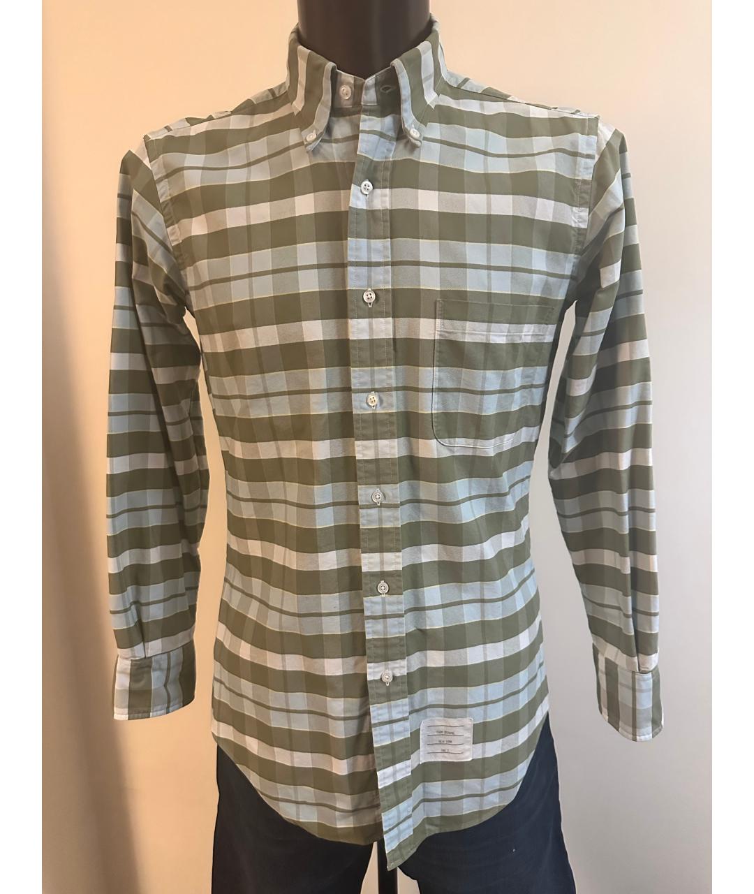 THOM BROWNE Зеленая хлопковая кэжуал рубашка, фото 6