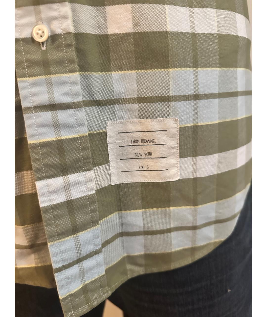 THOM BROWNE Зеленая хлопковая кэжуал рубашка, фото 5