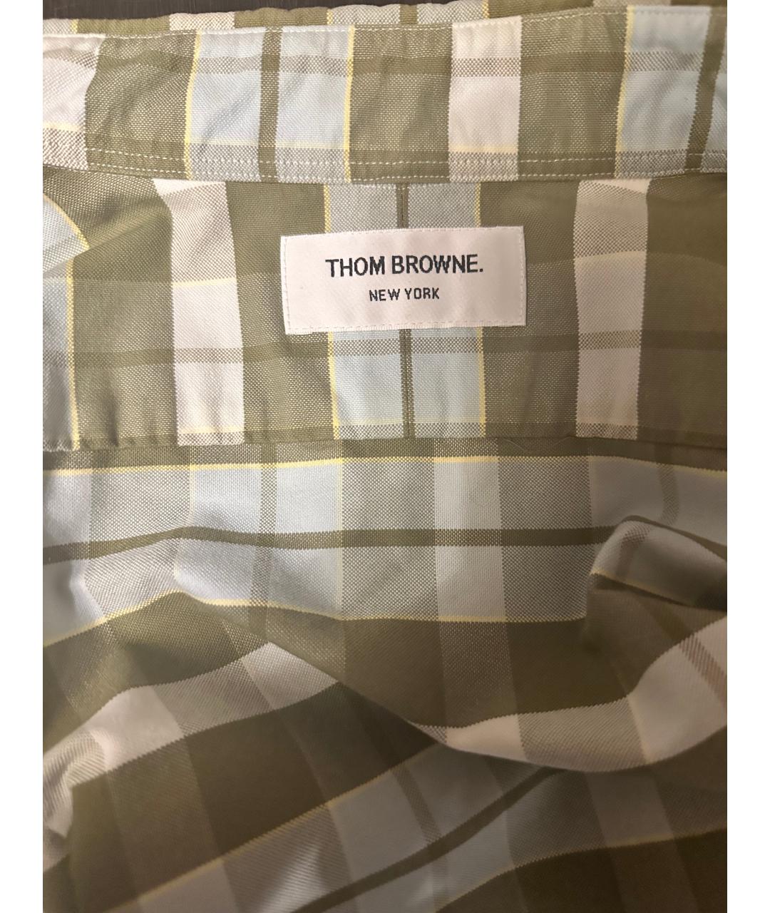 THOM BROWNE Зеленая хлопковая кэжуал рубашка, фото 3