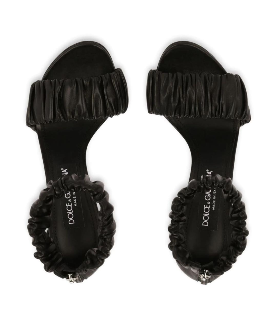 DOLCE&GABBANA Черные кожаные босоножки, фото 4