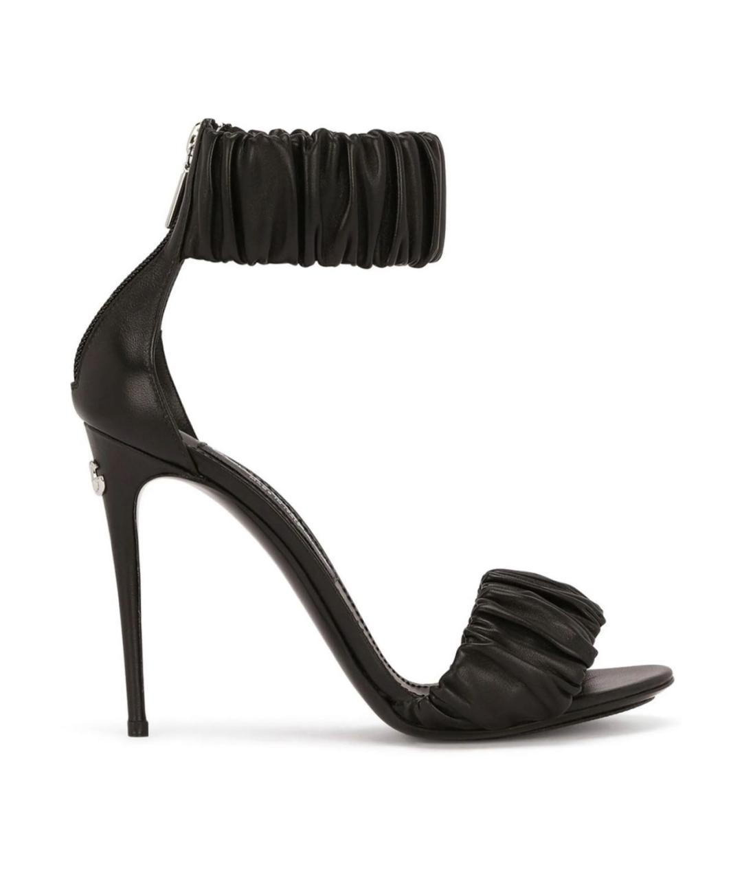 DOLCE&GABBANA Черные кожаные босоножки, фото 5