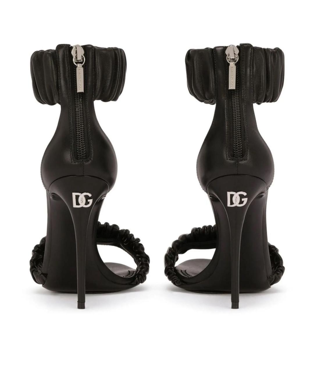 DOLCE&GABBANA Черные кожаные босоножки, фото 3