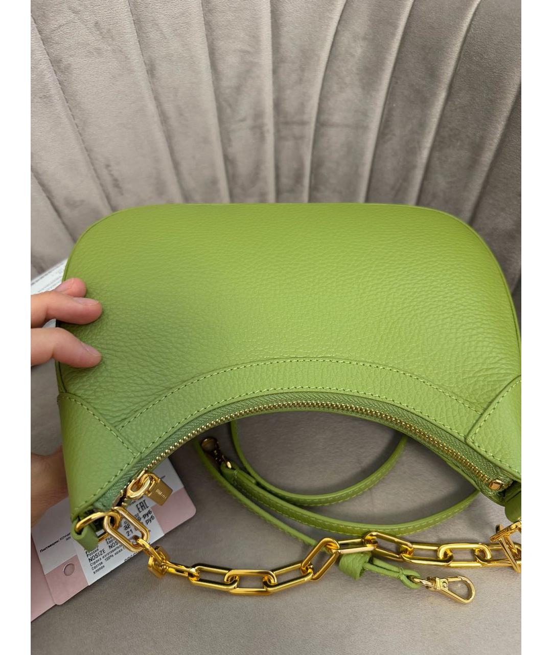 COCCINELLE Зеленая кожаная сумка через плечо, фото 5