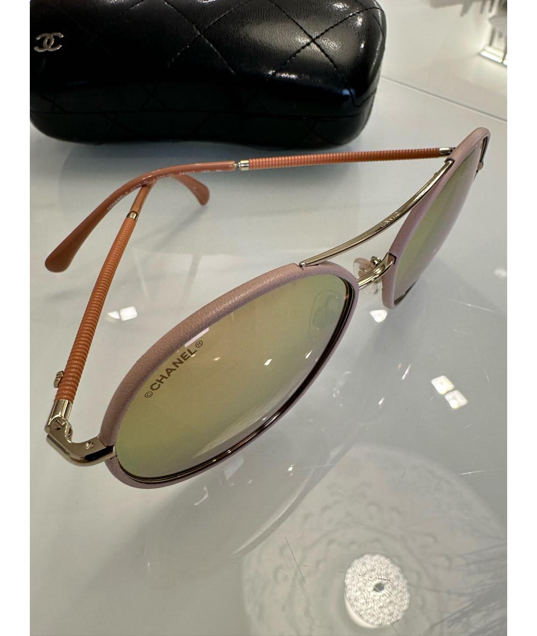 CHANEL Розовые металлические солнцезащитные очки, фото 2