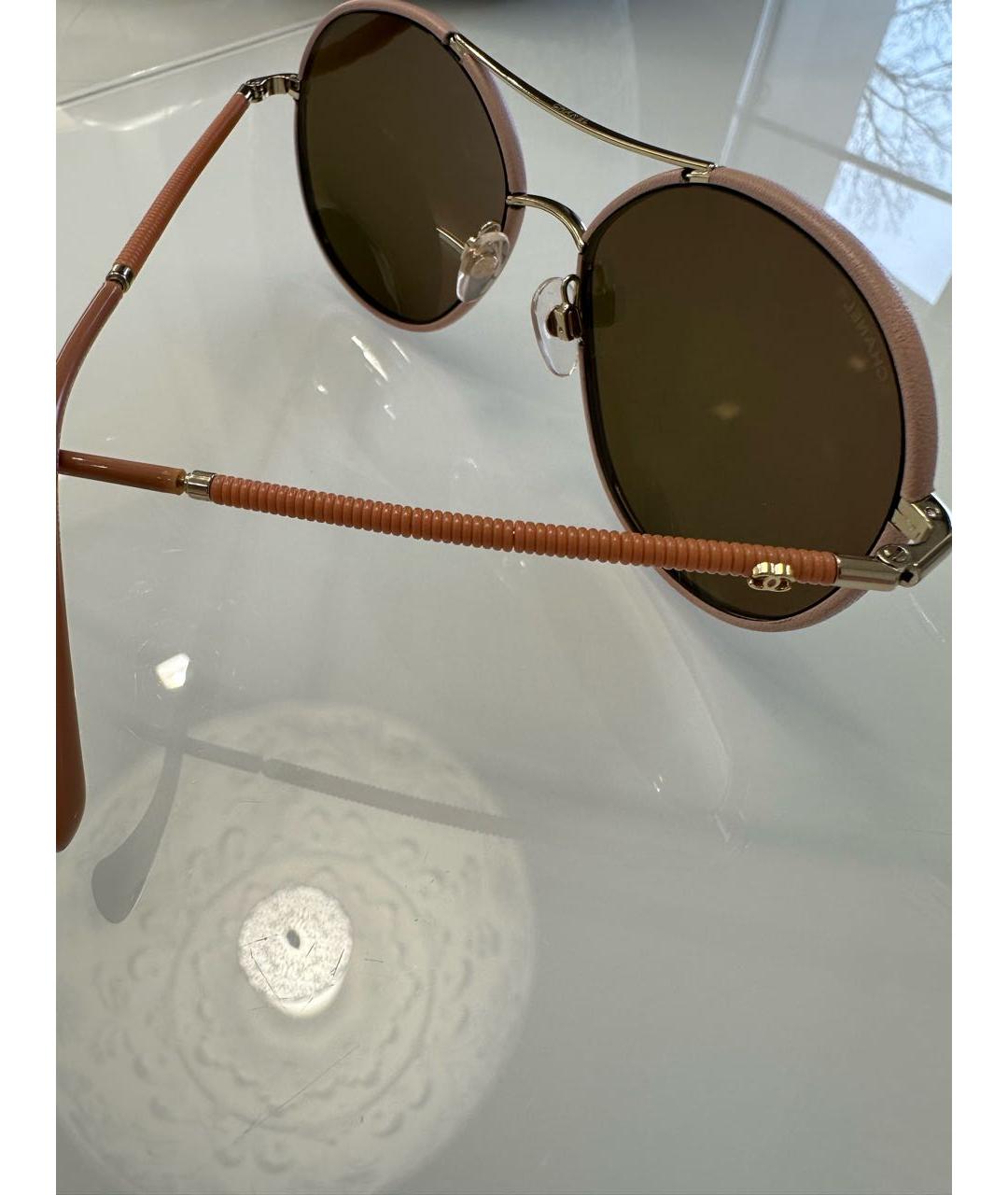 CHANEL Розовые металлические солнцезащитные очки, фото 3