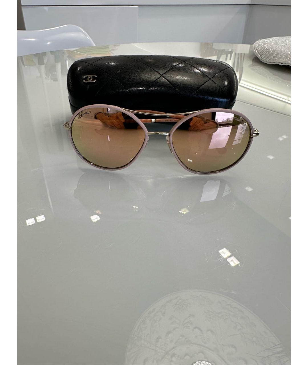 CHANEL Розовые металлические солнцезащитные очки, фото 5