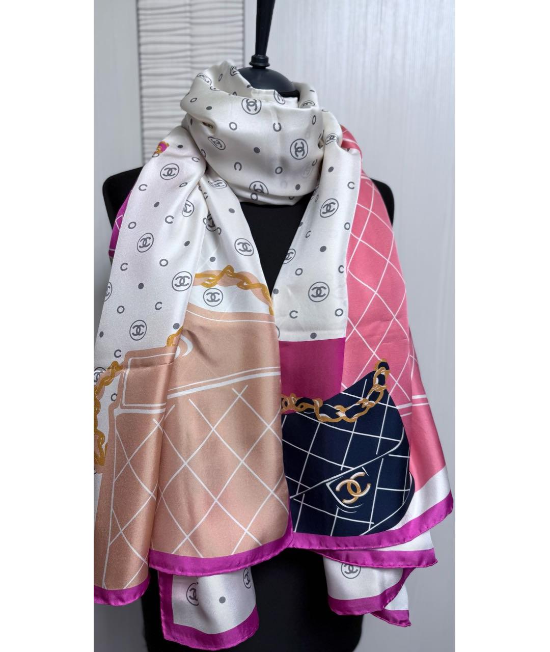 CHANEL Мульти шелковый шарф, фото 8