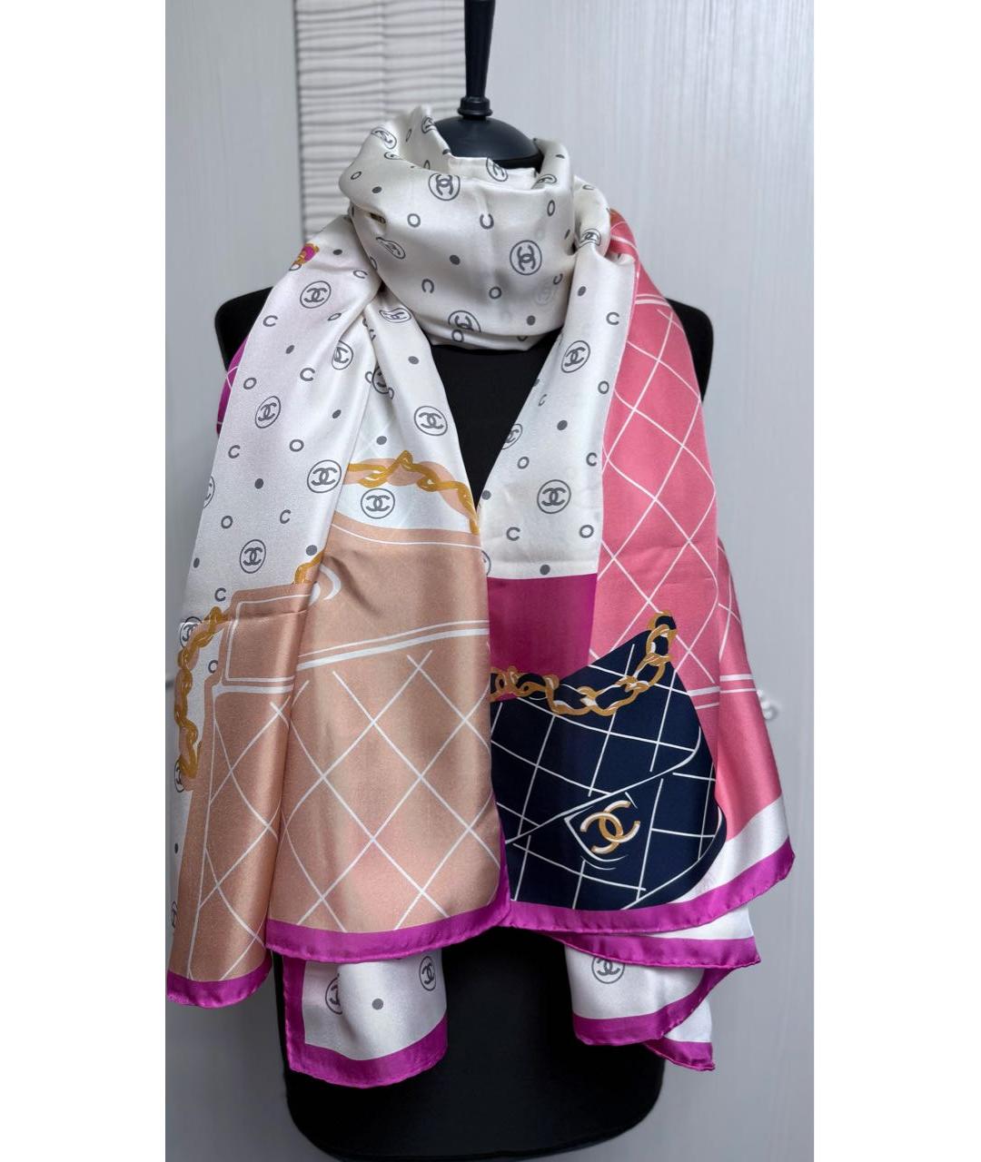 CHANEL Мульти шелковый шарф, фото 9