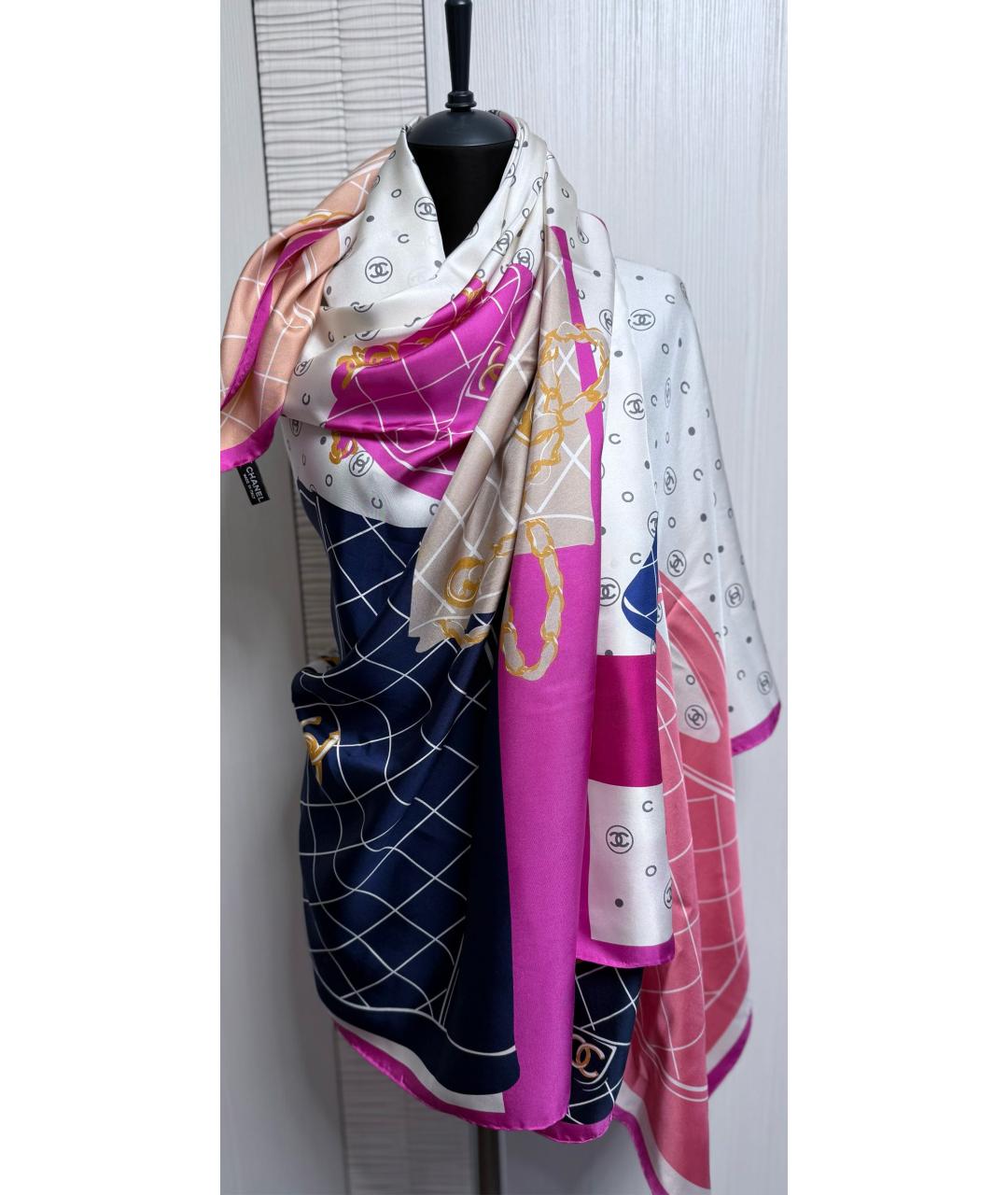 CHANEL Мульти шелковый шарф, фото 4