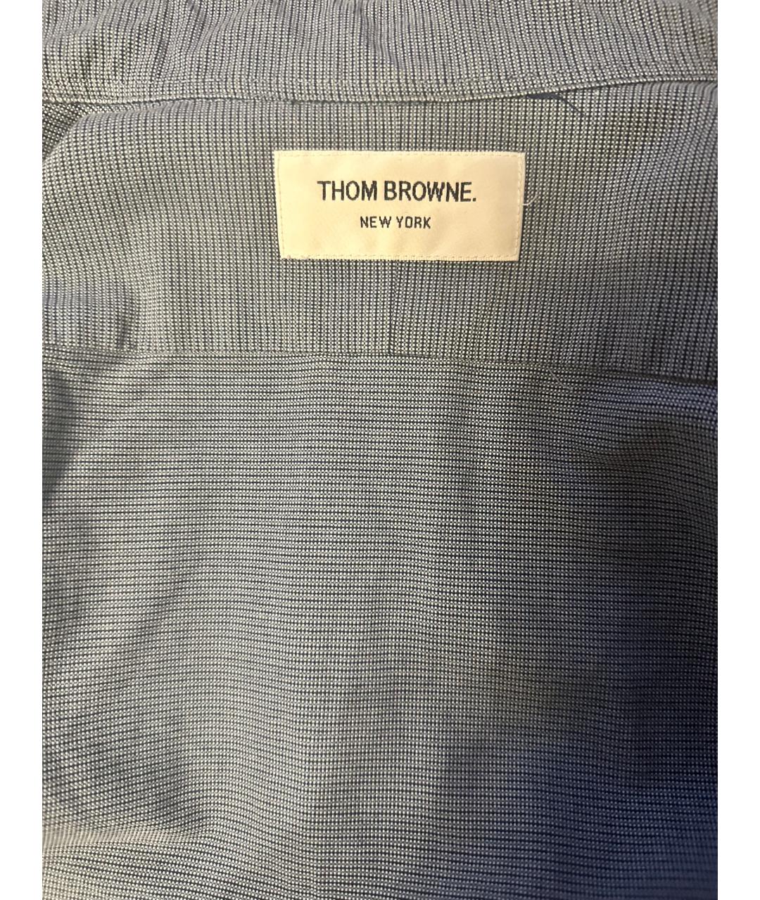 THOM BROWNE Синяя хлопковая кэжуал рубашка, фото 4