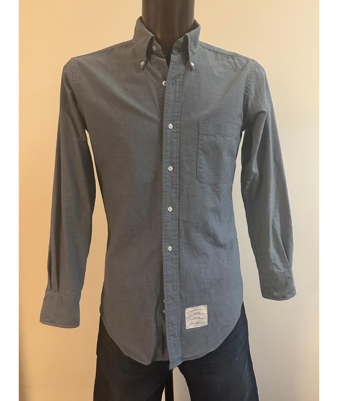 THOM BROWNE Синяя хлопковая кэжуал рубашка, фото 6