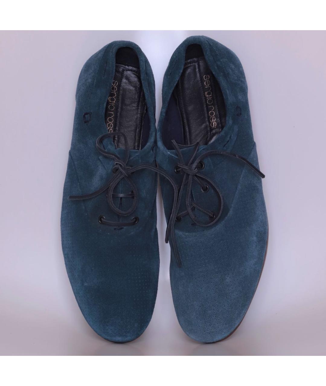 SERGIO ROSSI Синие замшевые мокасины, фото 2