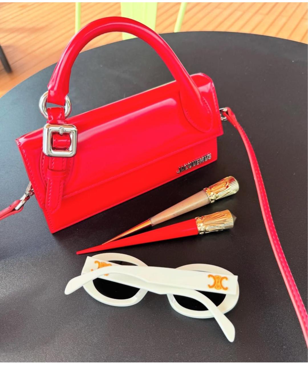JACQUEMUS Красная кожаная сумка через плечо, фото 2