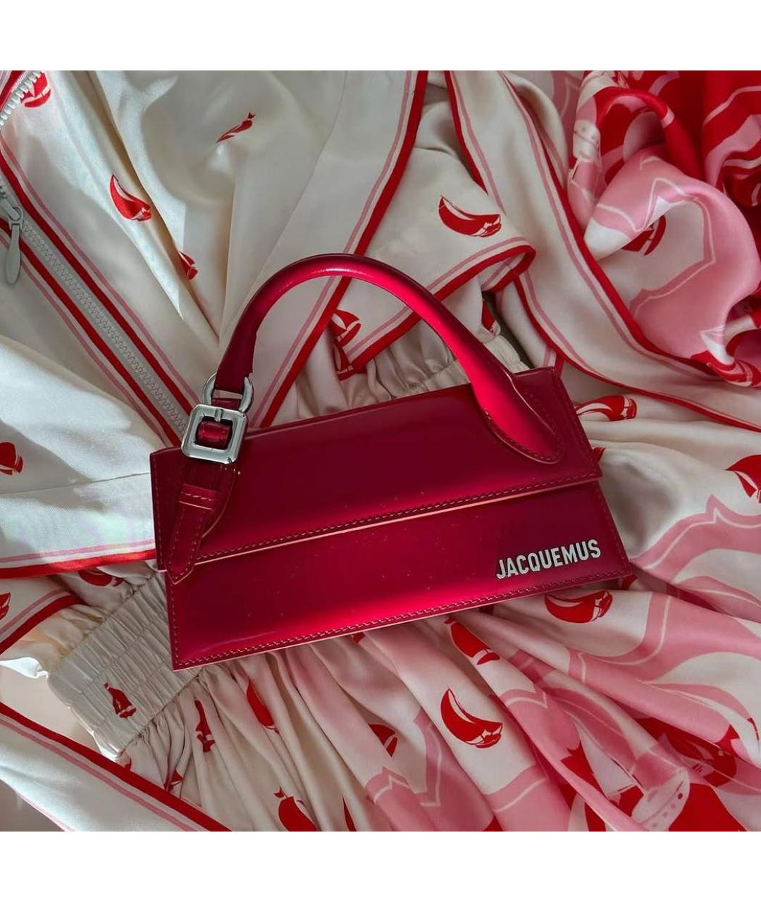 JACQUEMUS Красная кожаная сумка через плечо, фото 4