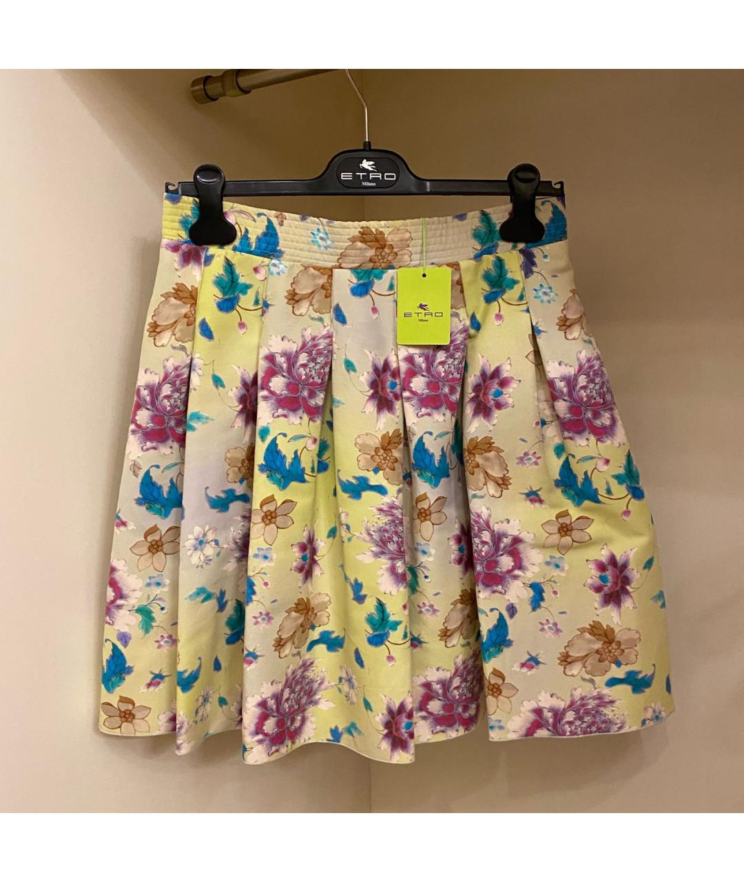 ETRO Желтая хлопковая юбка миди, фото 6