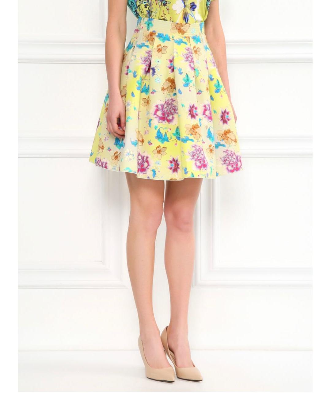 ETRO Желтая хлопковая юбка миди, фото 3