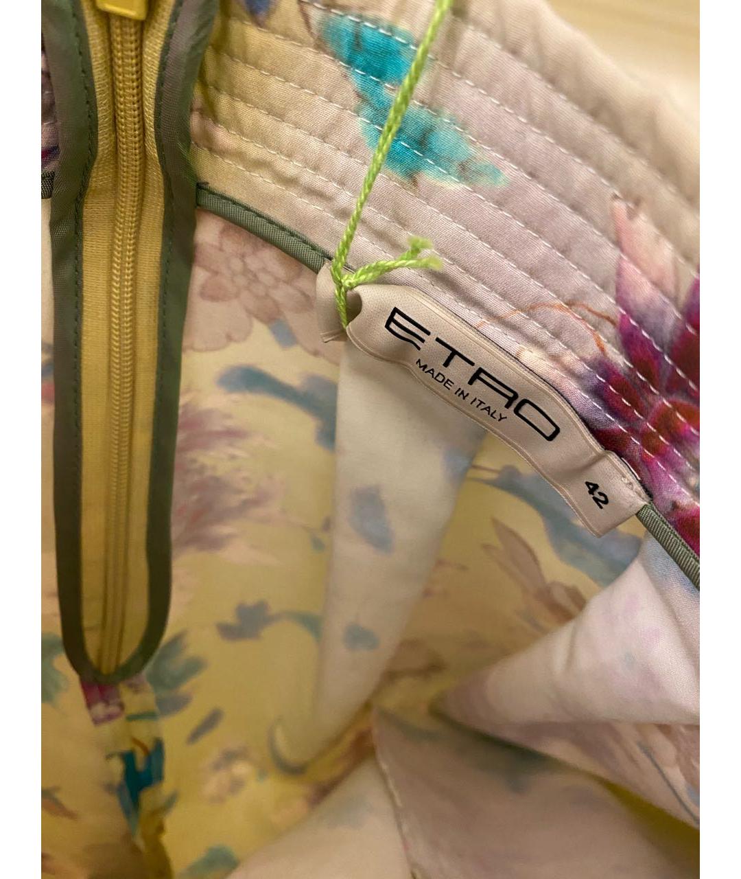 ETRO Желтая хлопковая юбка миди, фото 7