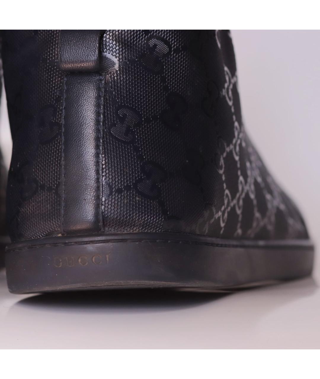 GUCCI Темно-синие кожаные высокие кроссовки / кеды, фото 8