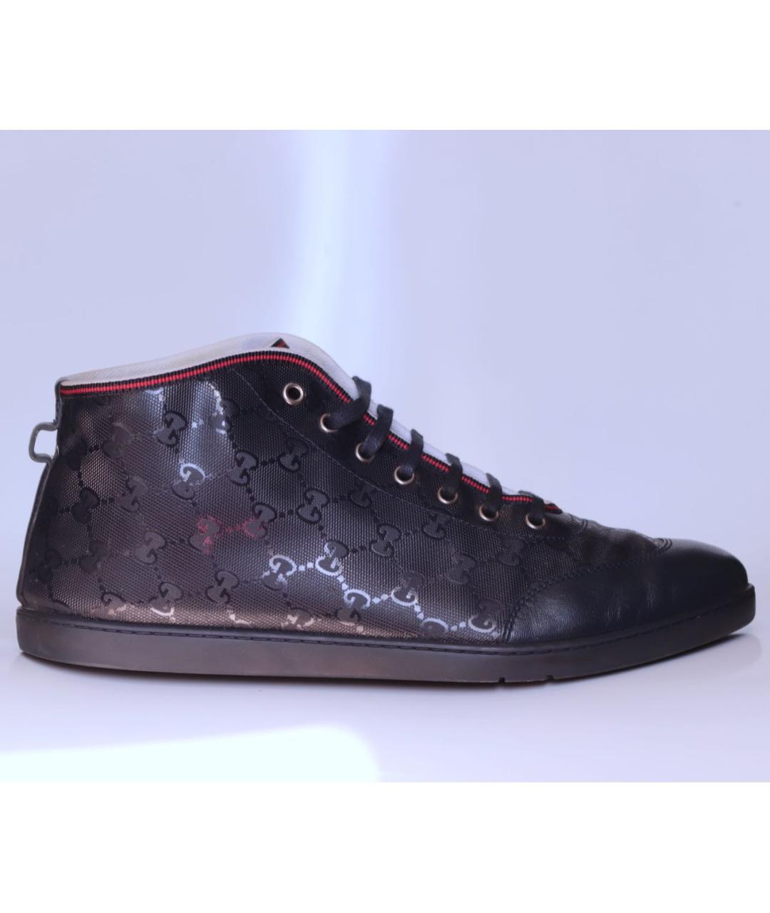 GUCCI Темно-синие кожаные высокие кроссовки / кеды, фото 9