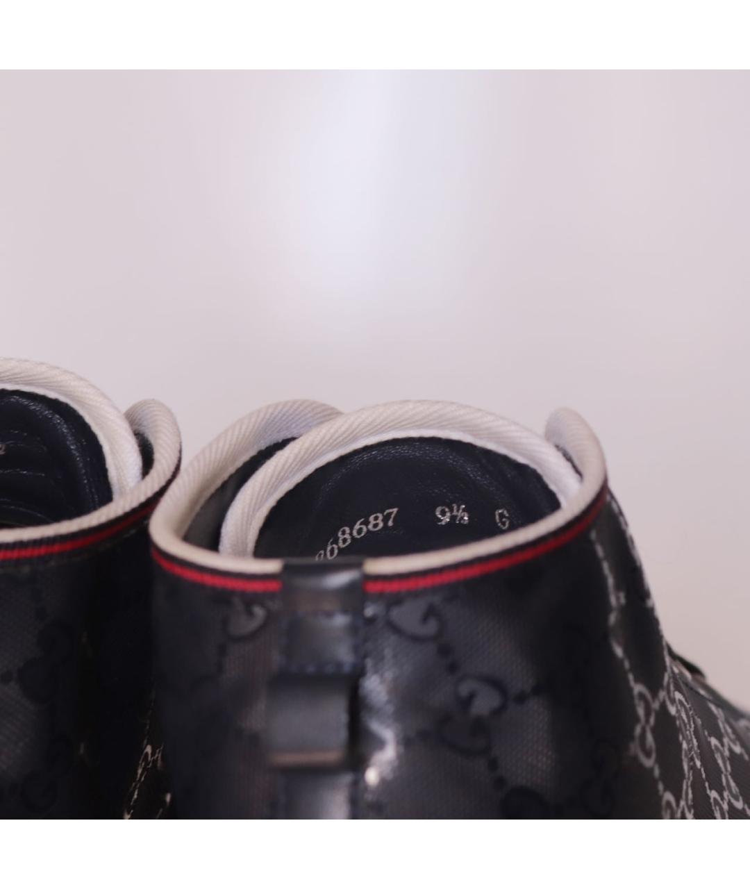 GUCCI Темно-синие кожаные высокие кроссовки / кеды, фото 7