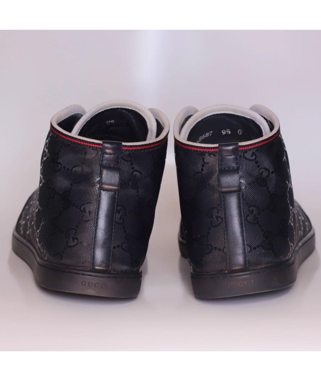 GUCCI Темно-синие кожаные высокие кроссовки / кеды, фото 4