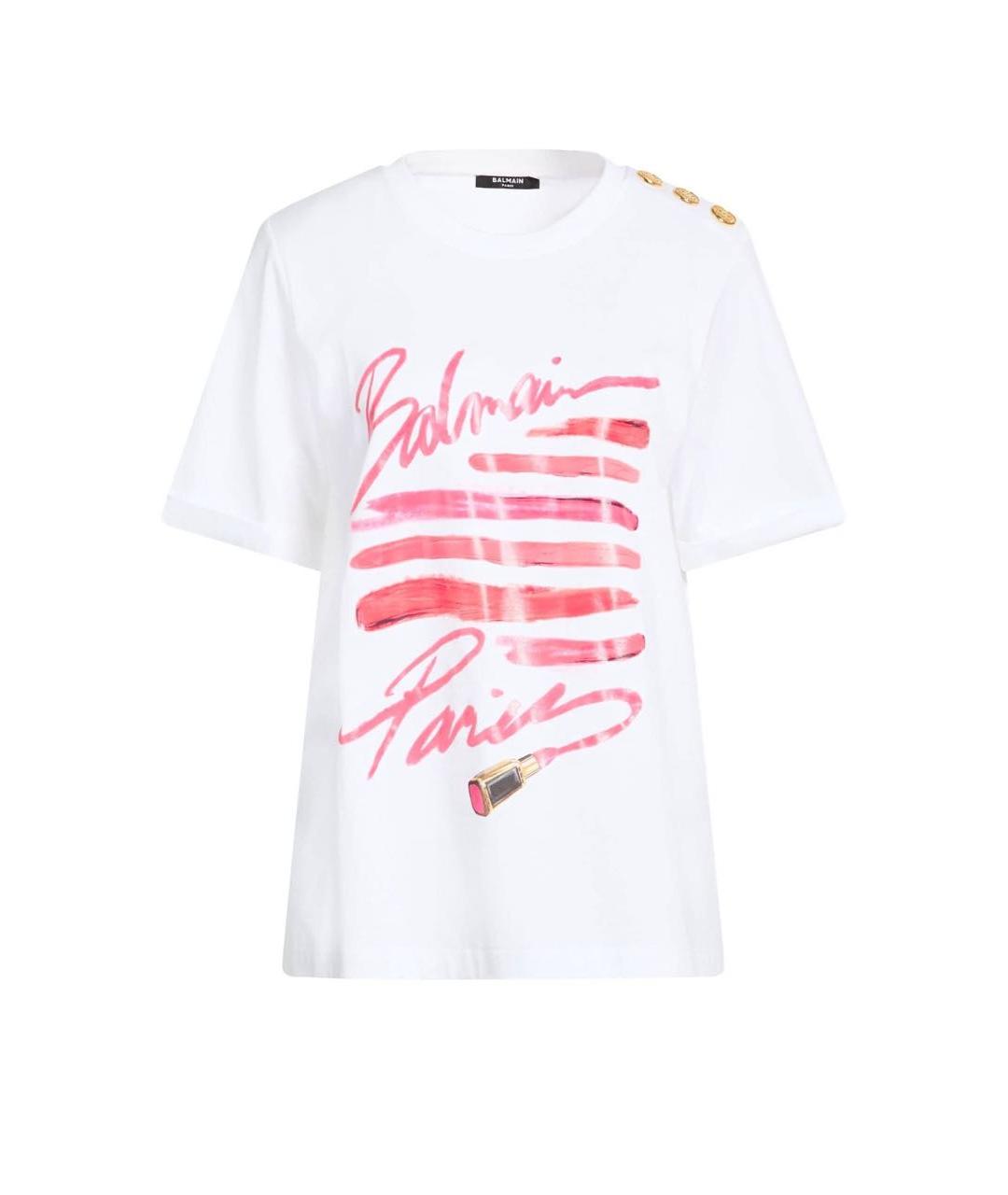 BALMAIN Белая хлопковая футболка, фото 9