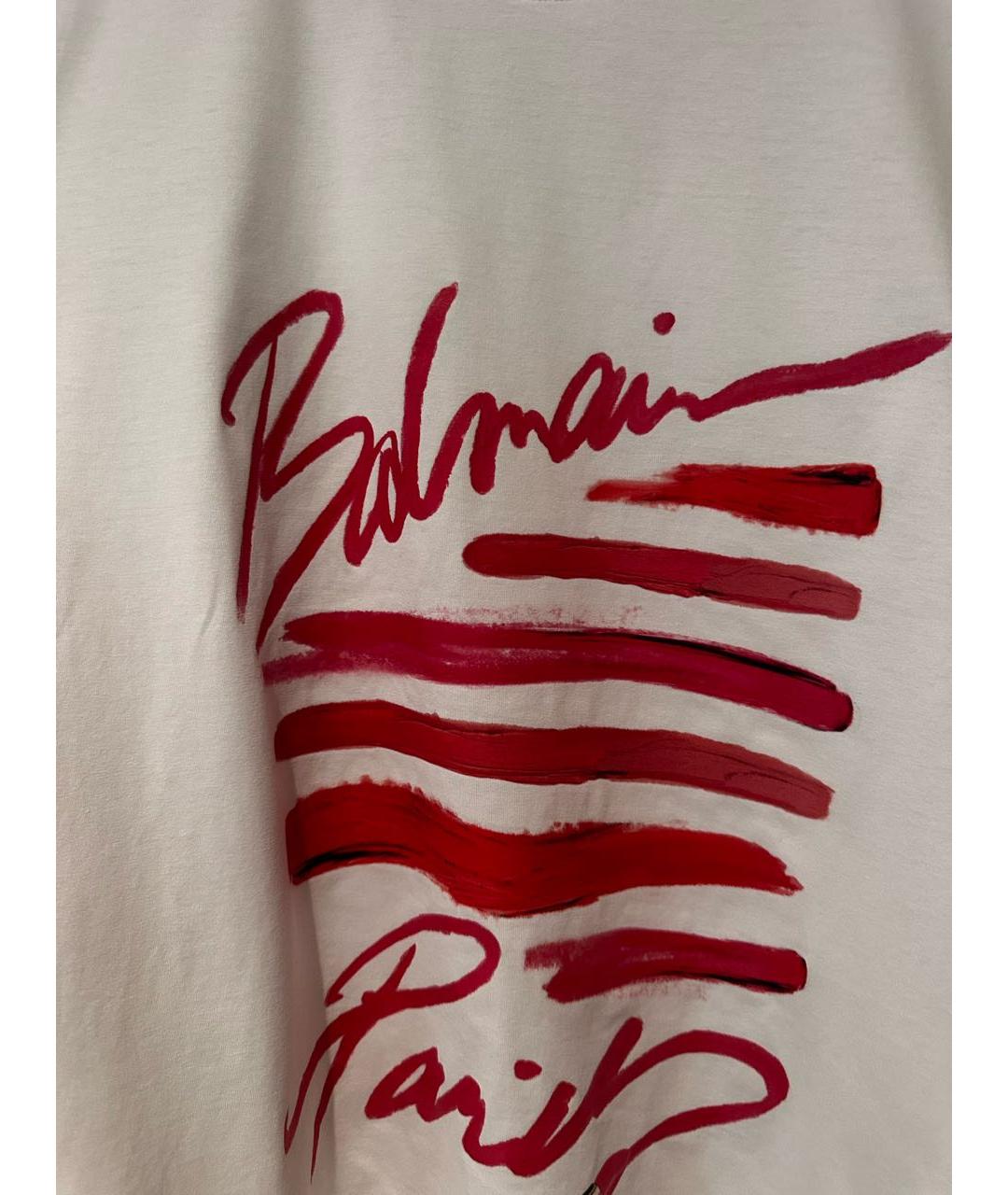 BALMAIN Белая хлопковая футболка, фото 4