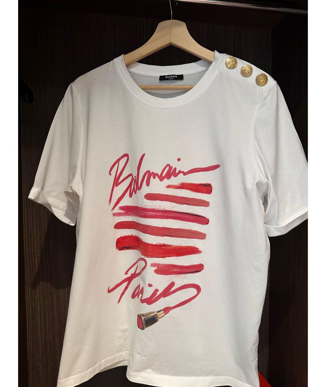 BALMAIN Белая хлопковая футболка, фото 6